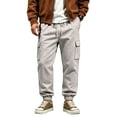 thumbnail image 2 of Fleece Cargo Sweatpants for Men Heavyweight Winter Casual Joggers Drawstring Elastic Waist Sweat Pants with Pockets, 2 of 5