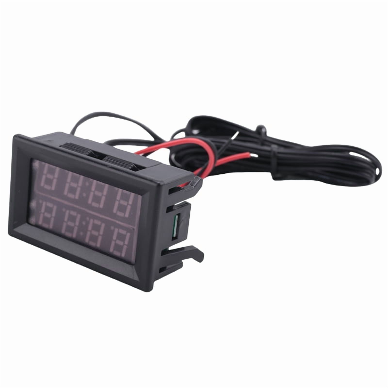 Dual Red LED Digital Display Thermometer Waterproof Temperature Sensor 0.56 Inch,1x monitor 2x 1M waterproof metal probe 1x Wiring,Black