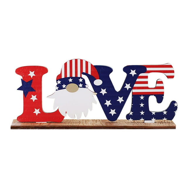 Durable Material Diy Craft Decoration Fade Resistant Maintenance Free Indoor Outdoor Decor American Independence Day Fourth of July Decorations Creative Letters Wooden Ornaments Desktop Decoration