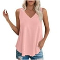 thumbnail image 3 of UVEASISHA Eyelet Tank Tops for Women Sleeveless V Neck Tunic Shirt Curved Hem Pleated Blouse Cooling Summer Beach Tanks Pink M, 3 of 9