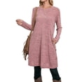 thumbnail image 2 of Qiylii Ladies Casaul Dress Solid Color Button Long Sleeve O-Neck Dress,S-XXL, 2 of 8