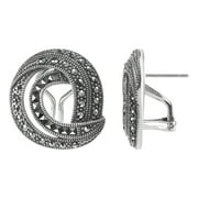 Aura by TJM Sterling silver Swirl Marcasite Earrings