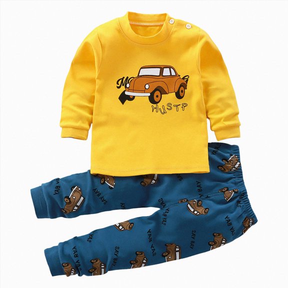 mgoYE Toddler Boys Fall Clothes 2Pcs Long Sleeve Graphic Round Neck Pullover Sweatshirt Sweatpants Cozy Outfits Set