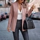thumbnail image 5 of Blazer para mujer, chaqueta con mangas fruncidas 3/4, chaqueta de oficina para negocios, traje deportivo, gabardina, 5 of 6