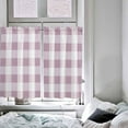 thumbnail image 4 of Pink White Plaid Kitchen Curtain 84 Inch Length Small Short Cafe Tiers Curtains Drape, Modern Geometric Checkered Lattice Window Treatment Rod Pocket Curtains Drapery Panels, 42x84, 4 of 5