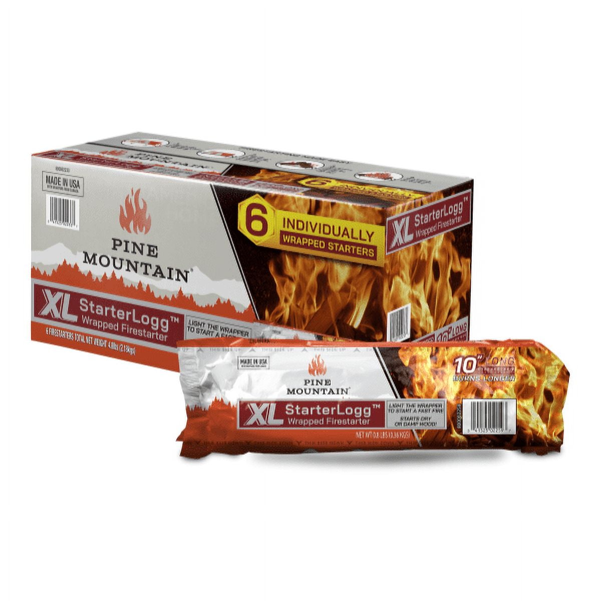 Pine Mountain StarterLogg XL, Extra Large Fire Starter for General Fireplace or Extreme Outdoor Use, Wet Wood Fire Starter, Contains 6 Fire Starters per Box