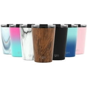 Simple Modern 12oz. Classic Tumbler Travel Mug with Clear Flip Lid & Straw - Coffee Vacuum Insulated Gift for Men and Women Beer Pint Cup - 18/8 Stainless Steel Water Bottle Pattern: Wood Grain