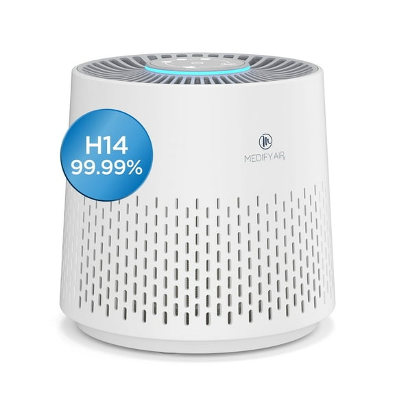 Medify Air White MA-12 PRO Air Purifier w/ HEPA Filters I Smoke Dust Pet Odors I 3 in 1 with Pre-filter HEPA H14 & Activated Carbon I Removal of 0.1 to 0.3 microns I 405 Sq ft Coverage I 1-Pack