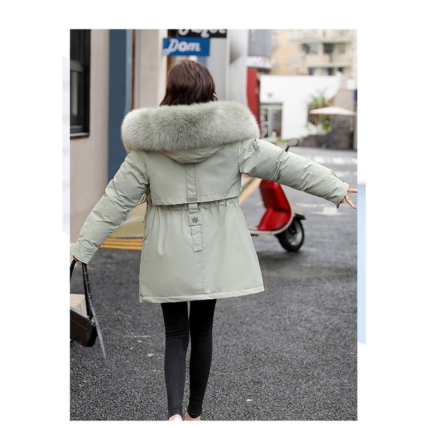 Ropa de mujer de cintura delgada con relleno de algodón y escote en V de color perla