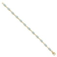 thumbnail image 3 of Gem Stone King 18K Yellow Gold Plated Silver Sky Blue Topaz and White Moissanite Tennis Bracelet for Women (6.91 Cttw, Gemstone Birthstone, Oval 6X4MM, 7.5 inch), 3 of 5