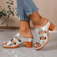 thumbnail image 6 of ShiShine Womens Casual Summer Low Block Heel Mule Sandals Open Toe Multi Strap Embossed Shoes, 6 of 9