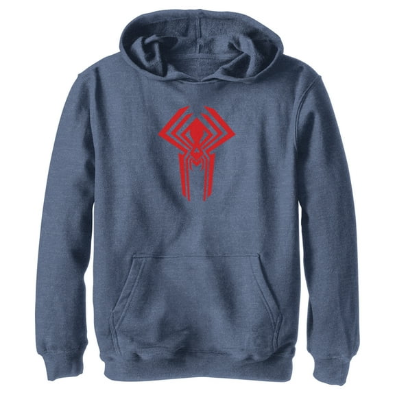 Boy's Spider-Man: Across the Spider-Verse Spider-Man 2099 Logo  Pull Over Hoodie Navy Blue Heather Large