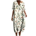 thumbnail image 2 of Ovzne Robes pour Femmes Robe d'Été pour Femmes avec Poches Imprimées Robes Amples à Col en V Manches Courtes Robes pour Femmes Manches Courtes Imprimées Liquidation, 2 of 5