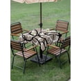 thumbnail image 3 of Outdoor Tablecloth with Umbrella Hole and Zipper, Brown Geometric Square Table Cloth 60x60 Inch Waterproof Tablecloth, Vintage Black White Striped Abstract Art Picnic Table Cover for Patio Camping, 3 of 7