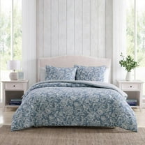 Tortola 3-Piece Blue Cotton Slub Cotton King Comforter Set