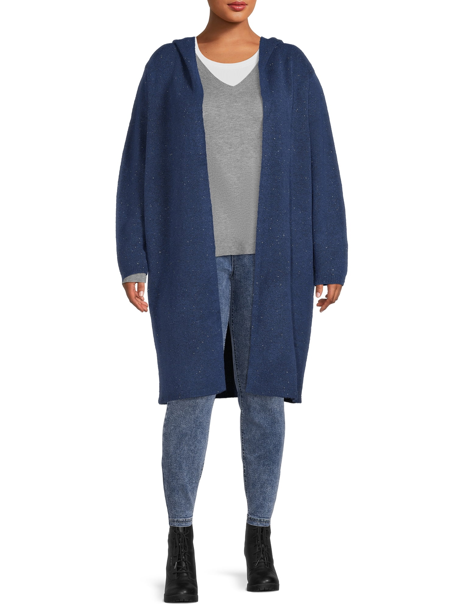 Terra & Sky Women's Plus Size Hooded Duster