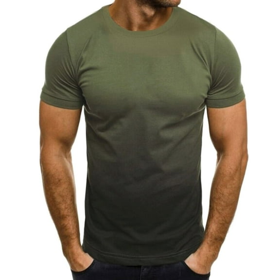 Pxiakgy t shirts for men Mens Summer Leisure Sports T Shirt Fashion Lapel 3D Gradient Short Sleeved Round Neck T Shirt Men mens t shirts mens tops Army Green   L