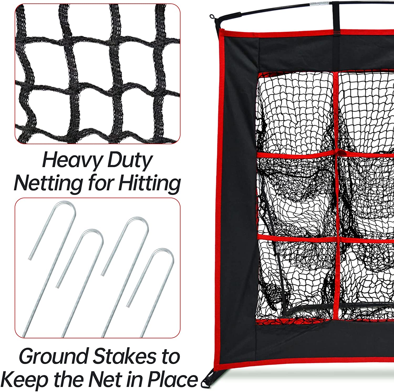 Gagalileo 9-Hole Baseball & Softball Pitching Net, Heavy-Duty Steel Frame Strike Zone Target, Portable Accuracy Trainer for Backyard Practice