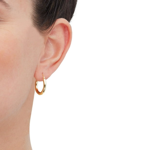 High Polish Round Tube Hoop Earrings in 14K Gold - Samsclub.com