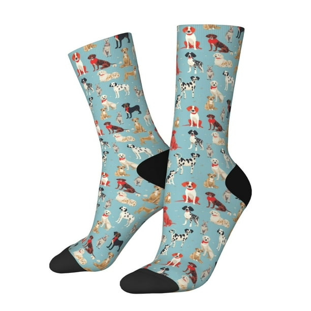 Balery Animal Dog Calcetas Largas con Estampado para Hombre y Mujer – Suaves y Transpirables, Talla Única (US 5-11)