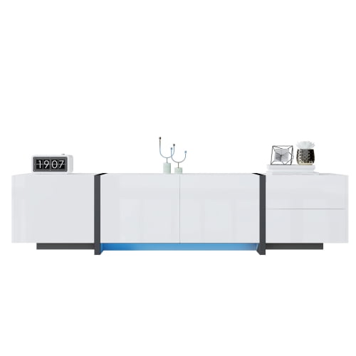 White High Gloss TV Cabinet with Drawers and Cabinets 67*11.5*15.5 inch