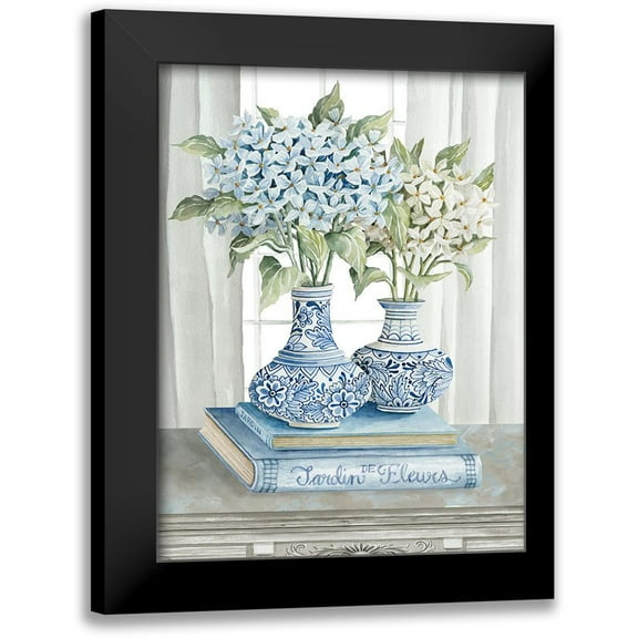 Jacobs, Cindy 12x14 Black Modern Framed Museum Art Print Titled - Delft Blue Floral III