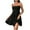 Black, variant on Womens Summer Dresses Vacation Casual A Line Dress Ruched Bust Sleeveless Solid Ruffle Hem Short Dress