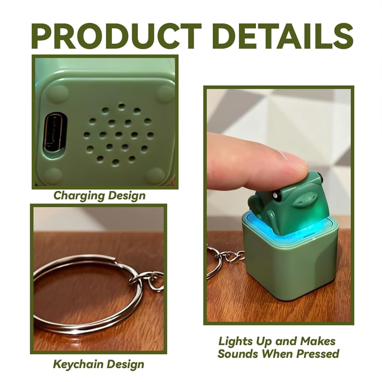 6 Pack Pig Croaking Fidget Toy Keychain Rechargeable Keyboard Clicker with LED Lights Stress Relief Sensory Toy for Adults Anxiety Relief