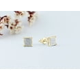 thumbnail image 4 of Dazzlingrock Collection Round White Diamond V Prong Square Hip Hop Iced Unisex Screwback Stud Earrings (0.06 ctw, Color I-J, Clarity I1-I2) in 18K Yellow Gold, 4 of 6
