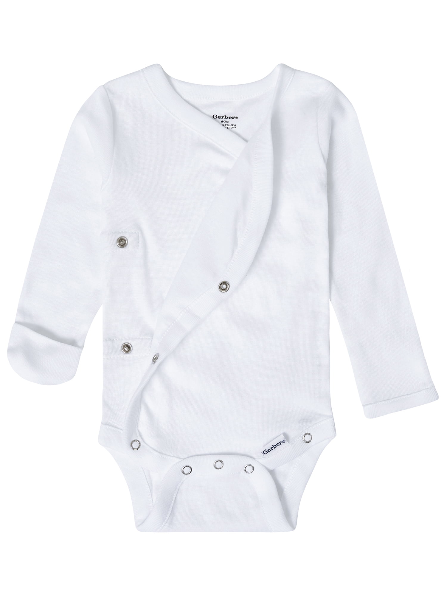 Gerber Baby Unisex Leisure White Sidesnap Cotton Bodysuit, 3-Pack, Sizes 0/3 Months-3/6 Months