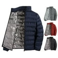 thumbnail image 6 of Men Down Jacket Stand Collar Long Sleeve Zipper Placket White Duck Down Filled Coat with Pockets Quilted Outerwear, 6 of 7