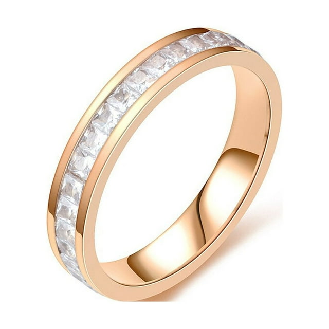 Anillo de mujer Minnieouse cristal moda exquisita fiesta compromiso decorativo mano joyería círculo Metal Rhinestone decoración pareja Oro Talla 6