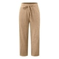 thumbnail image 6 of Lixiuxyad Flowy Wide Leg Pants Women's Solid Color Pocket Loose Tie High Waisted Casual Pants Yellow, 6 of 6
