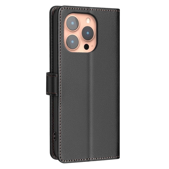 Compatible With iPhone 16 Pro Max Wallet Case,PU Leather Flip Folding Kickstand,With [RFID Blocking] Card Holder,Magnetic Closure,Shockproof Anti-fall Rugged Phone Case Cover,Black