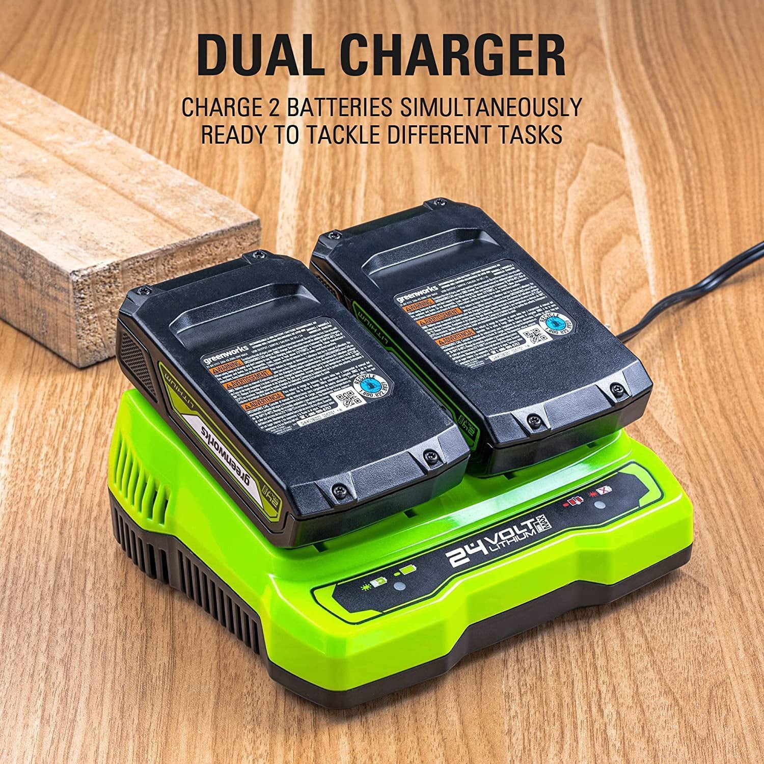 Greenworks 24V 1/4" 2650 in-lbs Brushless Impact Driver Kit with (2) 2Ah Batteries and Dual Port Charger