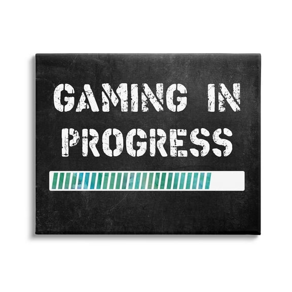 Stupell Industries Gaming In Progress Bar Inspirational Painting Gallery Wrapped Canvas Art Print Wall Art, 20 x 16