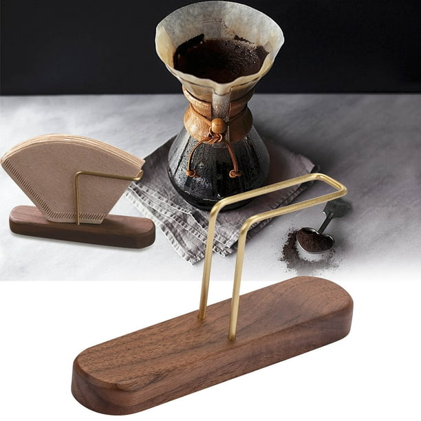 Portafiltros de café de metal, base para papel de café, soporte para filtro de café compatible con n.° 01, n.° 02 V60 y filtro de papel en abanico.