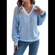 thumbnail image 3 of Suéter Informal de Larga con Cuello en V para Mujer, Jersey de Rayas Moderno de Punto , Suéteres Preppy. Azul M, 3 of 10