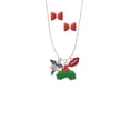 thumbnail image 2 of Delight Jewelry Silvertone Caduceus - BSN Christmas Kiss Charm Necklace and Stud Earrings, 2 of 4