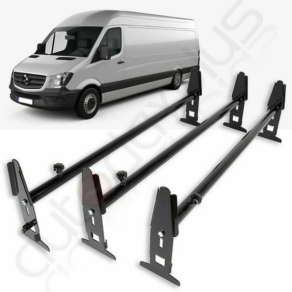 ECCPP Black Van Roof Ladder Rack Cargo Carrier Square 3 Rails For Chevy Dodge Ford