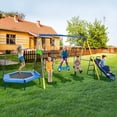 thumbnail image 2 of SMkidsport Swing Set forOutside, Playground Set for Backyardfor Kids with Slide, Two Swing Seats, Movable Rebounder and  Trapeze, Outdoo Playset, 2 of 8
