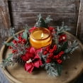 thumbnail image 5 of Christmas Wreath Decorations with Pine Cones And Berries To Decorate Candle Holders, Decorations Table Centerpiece, Artificial Red Berry＆Snowy Candle Garland, Christmas Candle Rings Wreath, 5 of 8