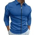 thumbnail image 2 of FYDUU Men's Casual Polo Shirts Men Casual Autumn Slim Fit Sport Shirt Zipper Turn Down Long Sleeve Polo Tee Shirts Stylish Tops Classic Golf T Shirt, 2 of 3