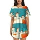 thumbnail image 1 of Fotbe Colorful Greek Windmills Conjunto de Pijama Estampado para Mujer, 2 Piezas, Ropa de Dormir con Camiseta de Manga Corta y Shorts Suaves-XX-Large, 1 of 6