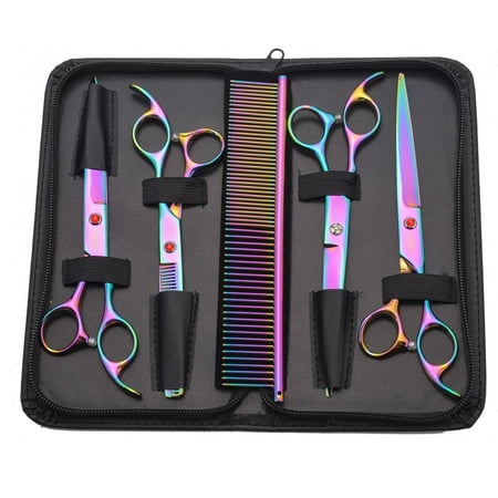 5 Pieces Pet Dog Grooming Scissors Tools Kit Straight Curved
