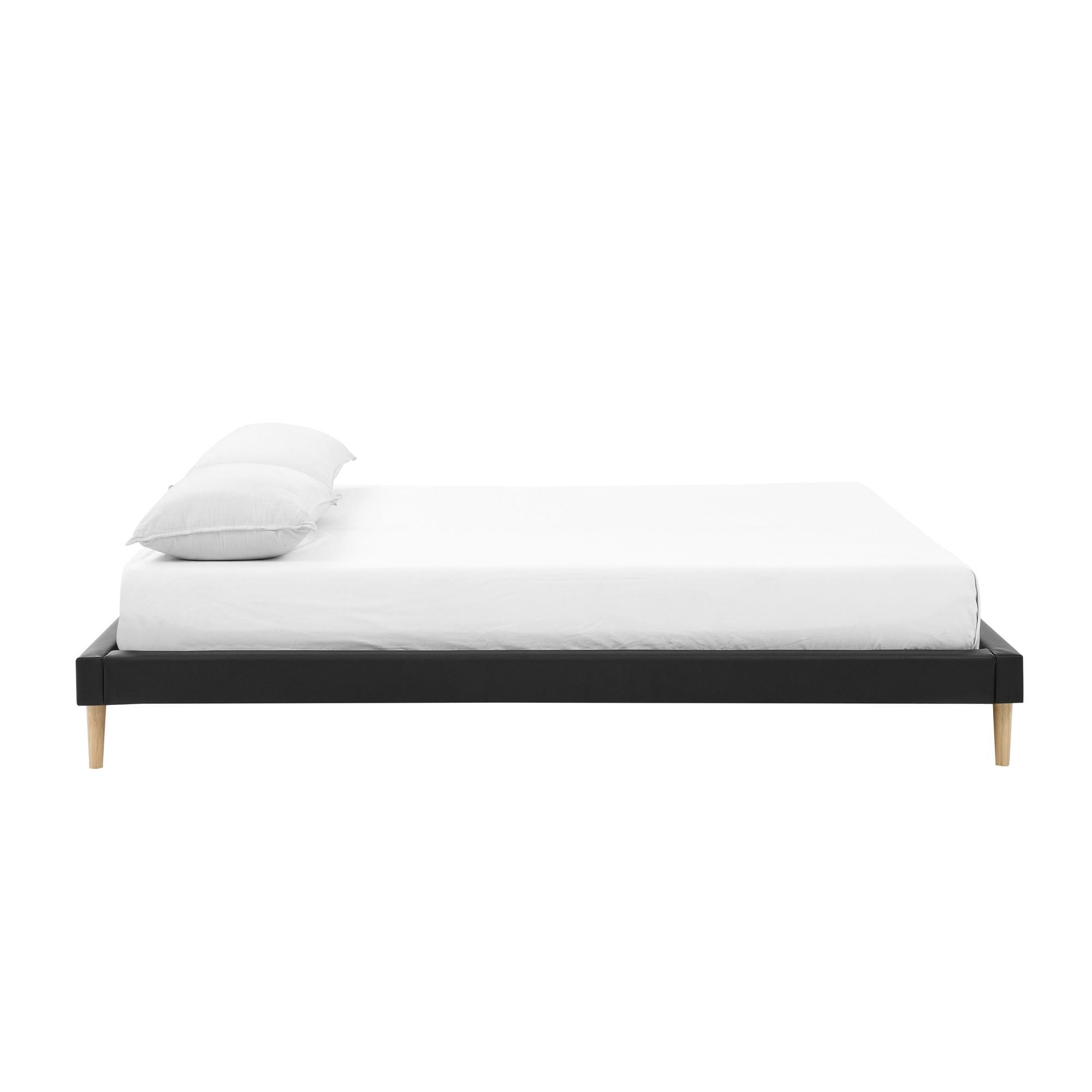 KING Size Platform Bed Frame with Wood Slats Support Waterproof Faux Leather Easy Assembly