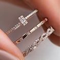 thumbnail image 4 of 3PC Geometría Rosa de Oro Diamante de imitación Cubic Zirconia Anillo de compromiso de novia Geometría Diamante de imitación Anillo completo Zirconia Solitaire 6 10, 4 of 8