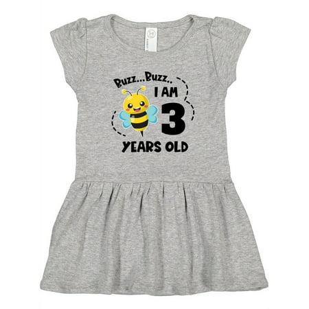 

Inktastic Buzz Buzz I Am 3 Years Old Cute Bee Gift Toddler Girl Dress