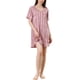 thumbnail image 4 of INSPIRAR CHIC Camisones de Satén para Mujeres con Cuello en V, Manga Corta, Camisón a Rayas, Ropa de Dormir de Seda, Vestido de Pijama L Rosa, 4 of 6