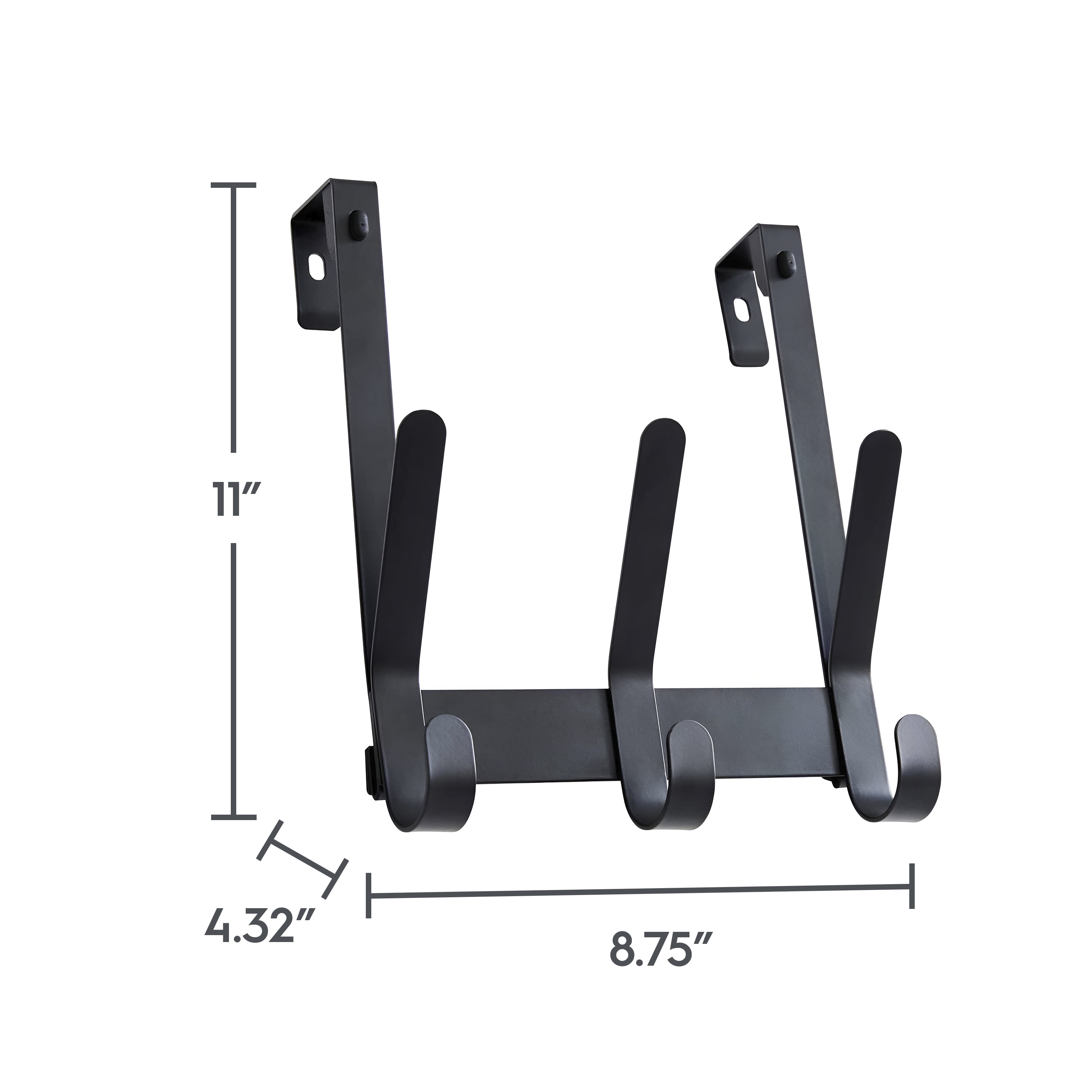 Better Homes & Gardens SnugFit Over-the-Door Hook Rack – 3 Double Hooks, Matte Black Steel